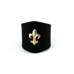 Pierścień z el. metalowymi - CZARNY lilijka złota 