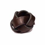 Pierścień pleciony - skórzany brązowy