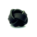 Pierścień pleciony - skórzany czarny