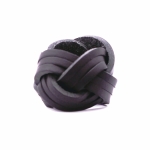 Pierścień pleciony - skórzany czarny cięty